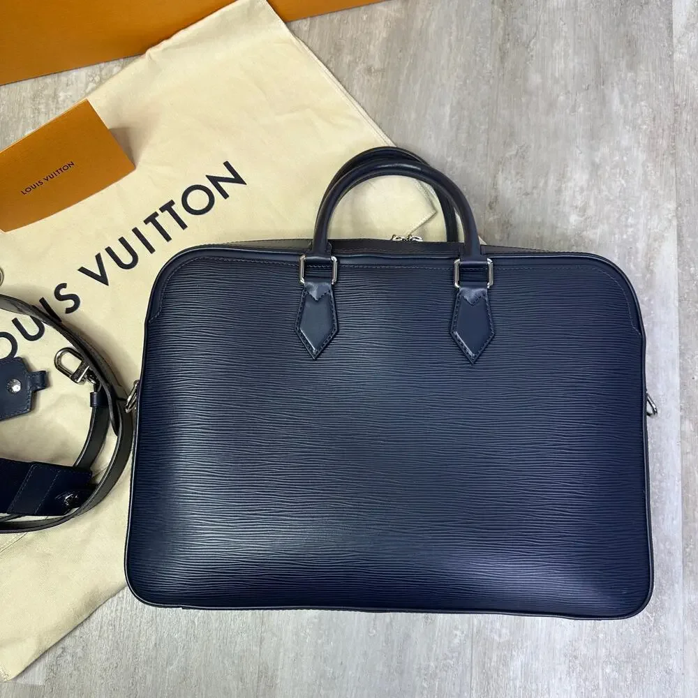 Louis Vuitton Dandy MM Briefcase Messenger In Epi Blue Marine